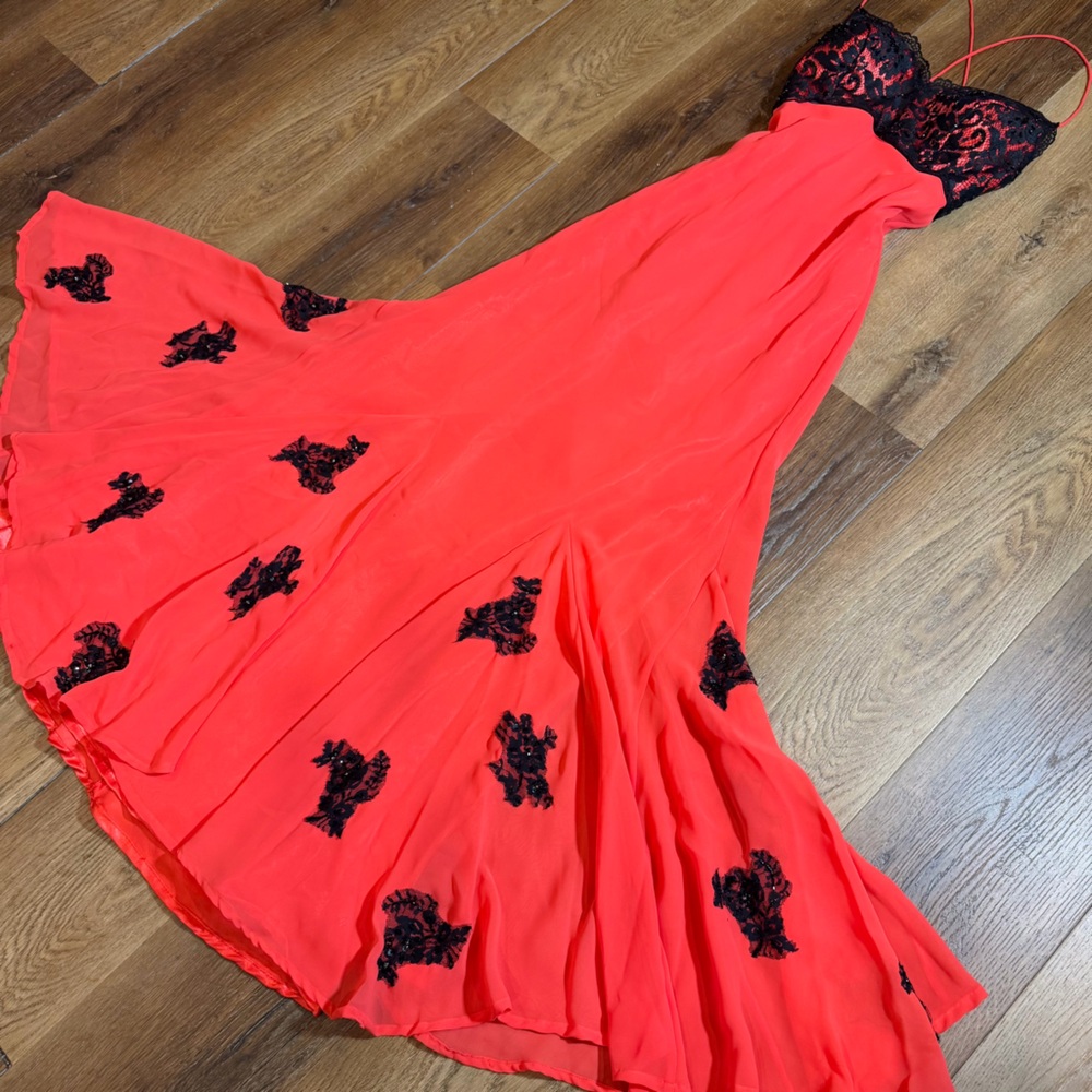 Vintage Y2K Beaded Dress Vintage Beaded Dress Black Red Lace Whimsigoth Prom - Picture 6 of 14